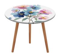 Jubonexis Tovaglia rotonda con fiori selvatici blu e rosa, impermeabile, elastica, per picnic, campeggio, sala da pranzo, 127 cm