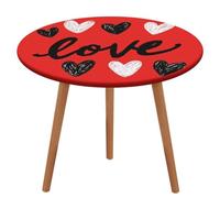 Jubonexis Tovaglia rotonda nera rossa con cuori su sfondo rosso, impermeabile, elastica, per picnic, campeggio, sala da pranzo, 130 cm