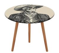 Jubonexis Tovaglia rotonda vintage con teschio occidentale e cappello da cowboy, impermeabile, elastica, per picnic, campeggio, sala da pranzo, 127 cm