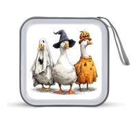 Jubonexis Tre divertenti oche in costumi di Halloween CD custodia DVD custodia portatile per auto casa viaggio