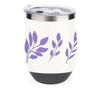 Jubonexis Tre foglie viola bicchiere da vino in acciaio inox tazza isolata doppia parete tazza d'acqua con coperchio 12 once