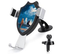 Jubonexis Tre gatti seduti su una panchina supporto per telefono da auto supporto triangolare clip base per bocchetta dell'aria supporto per telefono cellulare accessori automobilistici per smartphone