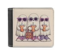 Jubonexis Tre simpatici fantasmi che indossano occhiali da sole in morbida pelle ecologica in poliuretano, portamonete, porta carte di credito, portafoglio sottile per uomini e donne