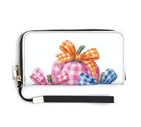 Jubonexis Tre zucche a scacchi in pelle PU portafoglio lungo bifold pochette portamonete porta carte di credito custodia per soldi per donne uomini