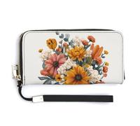 Jubonexis Vaso di vetro con fiori colorati benedetto in pelle PU pochette lungo bifold portafoglio, portamonete porta carte di credito custodia per soldi per donne uomini