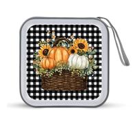 Jubonexis Vecchio cestino con zucche girasoli CD Case DVD Storage Case Portatile per Auto Casa Viaggio