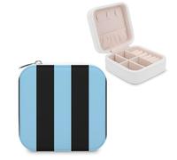 Jubonexis Verticale Blu E Nero Del Modello A Banda Piccola Scatola di Monili Organizzatore di Monili Portatile PU Cuoio Mini