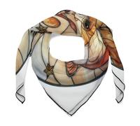 Jubonexis Vetro colorato Adorabile gatto arancione cappello di Natale donna sciarpa quadrata seta come sciarpa testa fazzoletto sciarpa collo raso