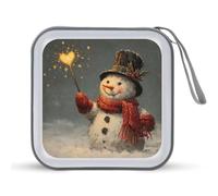Jubonexis Vintage Christmas Snowman Golden Sparkler CD Case DVD Storage Case Portable per auto casa viaggio