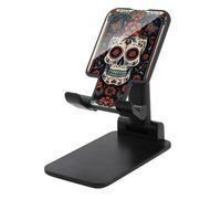 Jubonexis Vintage Day of The Dead Linocut Skull Floral Cell Phone Stand Pieghevole Regolabile Supporto per Telefono per Scrivania