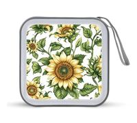 Jubonexis Vintage Girasoli CD Case DVD Storage Case Portatile per Auto Casa Viaggio