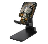 Jubonexis Vintage leopardo bianco con fiore fantasia cellulare stand pieghevole regolabile supporto per telefono per scrivania