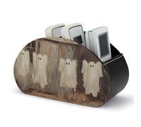 Jubonexis Vintage Quattro simpatici fantasmi appesi al filo stendibiancheria telecomandi titolare con 5 scomparti in pelle TV Remote Caddy Storage Box Desktop Organizer