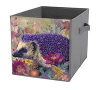 Jubonexis Vintage riccio collage cubi portaoggetti cubi portaoggetti pieghevoli decorativi in tessuto cestini portaoggetti casa organizer con manici per scaffali, armadio, 27 x 27 cm