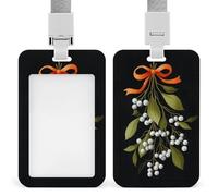 Jubonexis Vischio da appendere con bacche bianche e nastro arancione, porta badge con clip retrattile, porta carte di credito, nome, badge, targhetta per lavoro, ufficio, dottore, infermiere