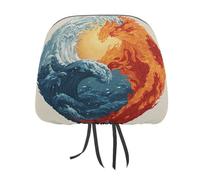 Jubonexis Waves and Flames - Copripoggiatesta per auto, 2 pezzi, elastico, confortevole, per donne e uomini, universale, si adatta alla maggior parte delle auto, furgoni, SUV, camion, accessori