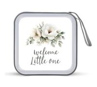 Jubonexis Welcome Little One, custodia portatile per CD e DVD, motivo floreale, per auto, casa, viaggio
