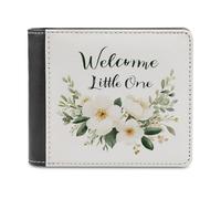 Jubonexis Welcome Little One, portafoglio bifold in morbida pelle ecologica in poliuretano, con motivo floreale color avorio, portamonete e carte di credito, sottile, per uomini e donne