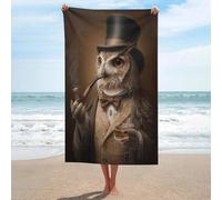 Jubonexis Whimsical Owl Gentleman in vittoriano Bombetta Asciugamano da spiaggia in microfibra senza sabbia Grandi asciugamani da doccia multiuso assorbente per bagno piscina 130 x 80 cm