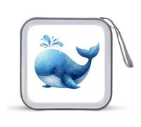Jubonexis Whimsical Watercolor Whale in Fun Blue CD Case DVD Storage Case Portatile per Auto Casa Viaggio
