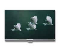 Jubonexis White Birds Flying in the Air, porta biglietti da visita, tascabile, sottile, in metallo, per donne e uomini