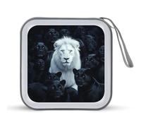 Jubonexis White Lion Alone Among Sea of Panthers custodia CD DVD custodia portatile per auto casa viaggio
