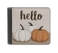 Jubonexis White Pumpkins Simple Word Hello - Portafoglio bifold in morbida pelle PU, portamonete e carte di credito, porta carte di credito, sottile, per uomini e donne