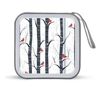 Jubonexis Winter Forest Birds on Tree CD Case DVD Storage Case Portable per auto casa viaggio