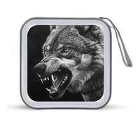 Jubonexis Wolf Snarling CD Case DVD Storage Case Portatile per Auto Casa Viaggio