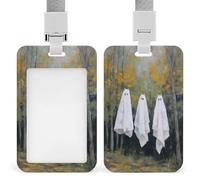 Jubonexis Woods Ghosts Hanging Out Out on Clothesline ID Badge Holder retrattile Clip Card Protector Name Badge Name Tag per lavoro ufficio medico infermiera