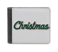Jubonexis Word Christmas in Dark Forest Green Cursive Soft PU Leather Bifold Portafoglio, Portamonete Porta carte di credito Durevole Slim Billfold per uomo donna Conservazione denaro
