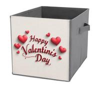 Jubonexis Word Happy Valentine's Day Red Hearts Cube Storage Bins Cubi Storage Cubes Pieghevole Decorativo Tessuto Cestini Organizzatori Casa Organizzatori con Maniglie per Mensole, Armadio, 27 x 27