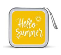 Jubonexis Word Hello Summer on Yellow Minimalistic CD Case DVD Storage Case Portatile per Auto Casa Viaggio