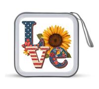 Jubonexis Word Love and Large Sunflower CD Case DVD Storage Case Portable per auto casa viaggio