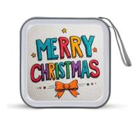 Jubonexis Words Merry Christmas and Bow CD Case DVD Storage Case Portable per auto casa viaggio