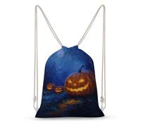 Jubonexis Zainetto con coulisse spettrale zucca di Halloween borsa in tela leggera borsa sportiva da palestra per uomo donna