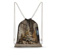 Jubonexis Zaino con coulisse con albero di Natale nella vecchia stanza, borsa in tela leggera, borsa sportiva da palestra per uomo e donna