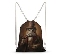 Jubonexis Zaino in tela con coulisse con gufo stravagante come un gentiluomo, borsa leggera per sport e palestra per uomo donna