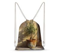 Jubonexis Zaino in tela con coulisse con motivo albero di ulivo in un vecchio vaso, leggero, per sport, palestra, uomo e donna