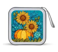 Jubonexis Zucca con Girasoli CD Custodia DVD Custodia Portatile per Auto Casa Viaggio