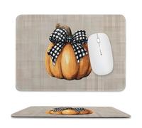 Jubonexis Zucca con un fiocco a scacchi bianco e nero, piccoli tappetini per mouse per computer da ufficio per scrivania e laptop con base in gomma antiscivolo, tappetino per mouse da gioco