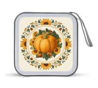 Jubonexis Zucca Girasoli e ghiande CD Case DVD Storage Case Portatile per Auto Casa Viaggio