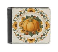 Jubonexis Zucca girasoli e ghiande in morbida pelle PU portafoglio bifold portamonete porta carte di credito, durevole porta carte di credito sottile per uomo donna deposito soldi