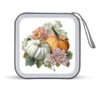 Jubonexis Zucche Fiori e Foglie Autunno CD Case DVD Storage Case Portatile per Auto Casa Viaggi