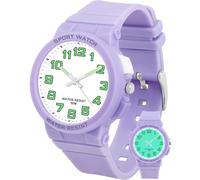 Juboos Orologi per Bambini, Orologio Analogico al Quarzo per Ragazzi e Ragazze, Impermeabili per Insegnare il Tempo, Cinturino Morbido da Polso (viola)