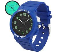 Juboos Orologi per Bambini, Orologio Analogico al Quarzo per Ragazzi e Ragazze, Impermeabili per Insegnare il Tempo, Cinturino Morbido da Polso (Blu Scuro)