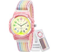 Juboos Orologio per bambini con 2 cinturini in tessuto elastico e luce LED | Fasce in tessuto intercambiabili, design analogico per insegnare il tempo ai bambini, regalo per ragazzi e ragazze dai 6 ai