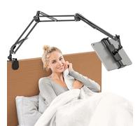 Jubor Aggiornato Supporto per Tablet da Letto, Supporto per iPad da Tavolo con 3 Bracci, Porta iPad da Scrivania Girevole a 360° per iPad/Pro/Air/Mini, Smartphone e Tablet da 4,7-12,9 Pollici