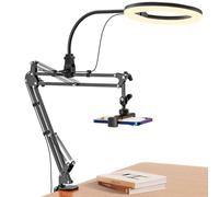 Jubor Luce ad Anello a LED con Treppiede, 10" Ring Light con Supporto per Telefono, Anello Luminoso per Scrivania con 3 Colori 10 Luminosità per YouTube, Live Streaming, TikTok, Trucco, Selfie