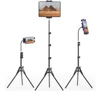 JUBORUI Supporto Treppiede Tablet, 175cm Supporto Pavimento per iPad in Altezza con Collo Di Cigno, Supporto per Tablet Girevole a 360°, Compatibile con iPad 4,7-13,5" Tablets